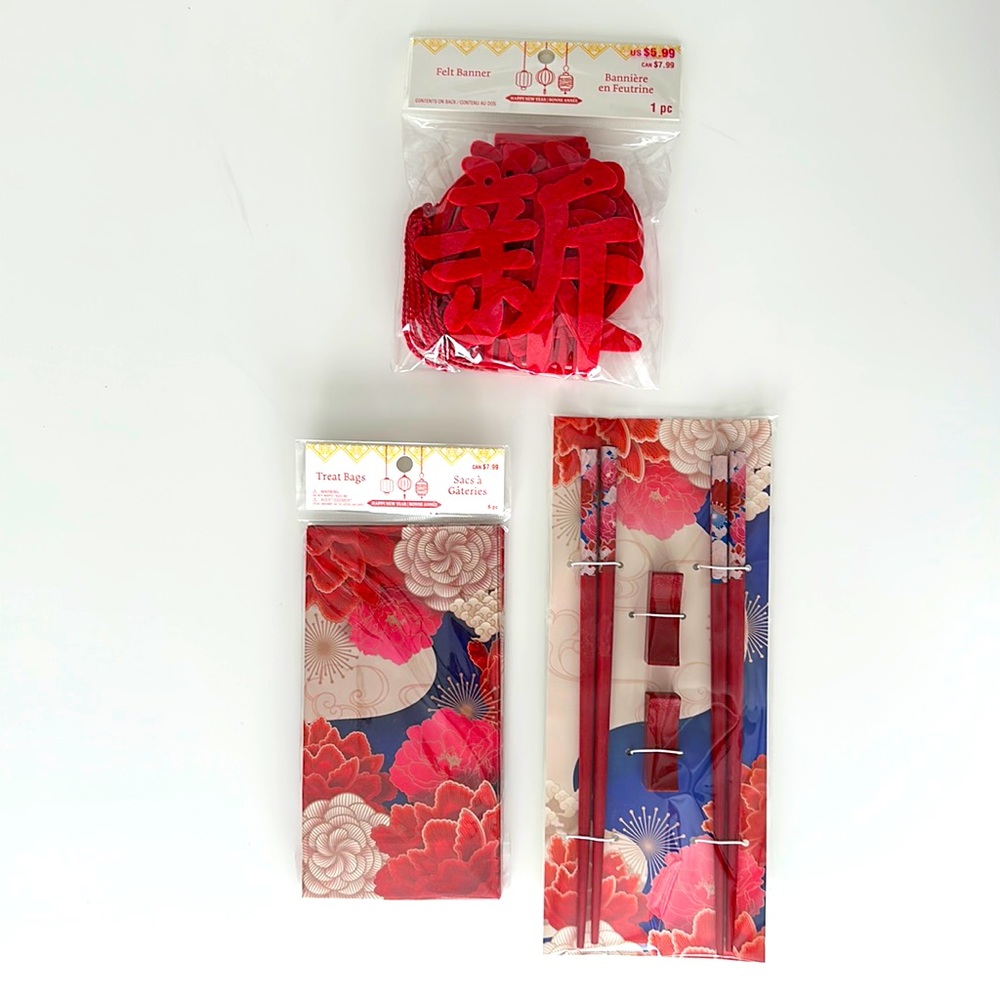3 pcs Bundle - Chopstix, felt banner, and treat bags